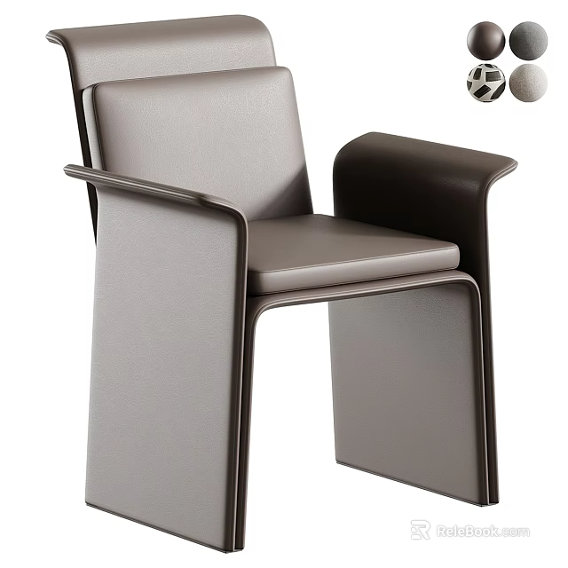 Modern Single Leather Chair With Sleek Design And Brown Armrests 3d model 
