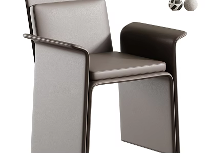 Modern Single Leather Chair With Sleek Design And Brown Armrests 3d model