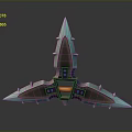 Futuristic Spiked Geometric Structure With Teal Purple Accents And Reflective Surface