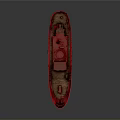 Red Water Transport Ship With Lighthouse Tower And Deck Structure Design