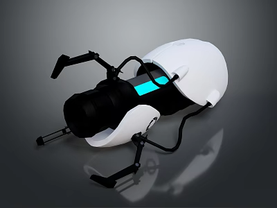 Advanced Space Probe Featuring White Main Body Blue Glowing Section And Black Mechanical Arms 3d model