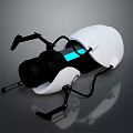 Advanced Space Probe Featuring White Main Body Blue Glowing Section And Black Mechanical Arms