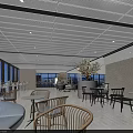 Modern Lounge Area Interior With Rattan Chairs Grey Sofa And City View Windows