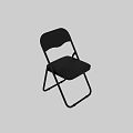 Black Folding Single Chair With Metal Frame And Comfortable Seat Backrest