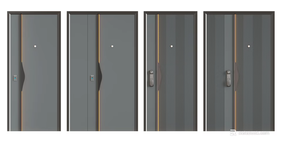 Modern Security Doors With Multiple Designs Secure Locks And Sleek Lines 3d model