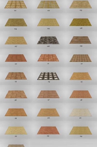 Multiple Patterned Floor Tiles In Various Colors And Textures For Home Decoration 3d model
