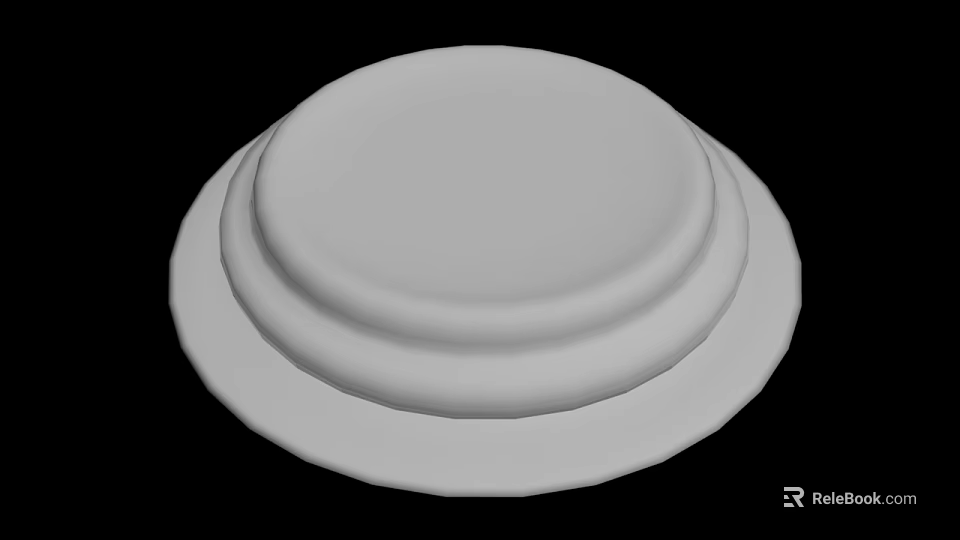 White Layered Circular Decorative Object With Smooth Rounded Tiers And Black Background 3d model 