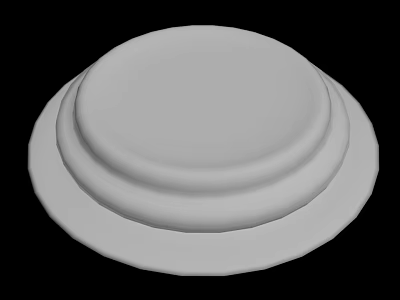 White Layered Circular Decorative Object With Smooth Rounded Tiers And Black Background 3d model