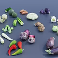 Variety of Fresh Vegetables Including Broccoli Eggplant Peppers Cauliflower on Dark Surface