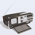 Classic Vintage Portable Radio With Screen Knobs Keyboard And Antenna 3d model
