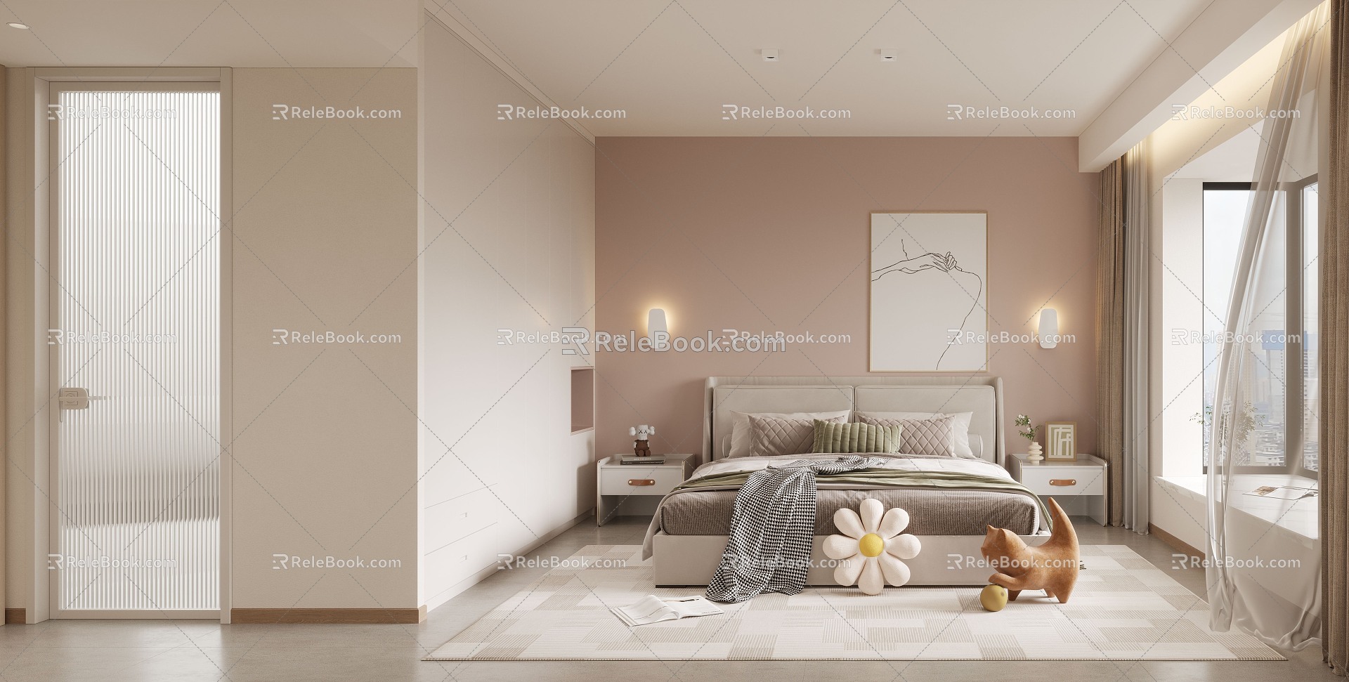 Modern Children's Room Cream Master Bedroom Master Bedroom Second Bedroom Guest Bedroom 3d model