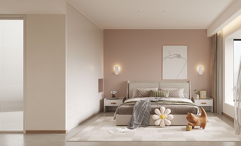 Modern Children's Room Cream Master Bedroom Master Bedroom Second Bedroom Guest Bedroom 3d model