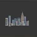 3D Urban City Model With Skyscrapers Detailed Layout And Streets Design