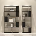 Modern Open Shelving Unit Featuring Books Vases and Decorative Items