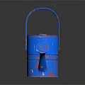 Vintage Blue Watering Can With Rustic Design And Rust Accents For Home Use