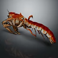 Red Lobster 3D Model With Detailed Claws And Segmented Body On Dark Background