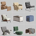 Various Single Sofa Designs With Modern Styles And Different Color Options 3d model