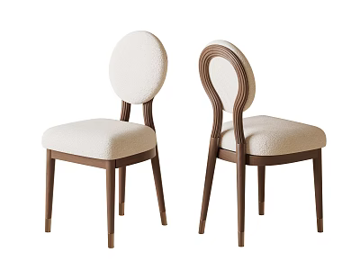 Modern Single Chairs With Curved Backrest Wooden Frame And Light Upholstered Seat 3d model