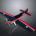 Blue and Red Airplane Model Featuring White Stars Propeller and Red Stripe Wings