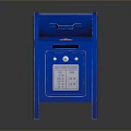 Blue Metal Mailbox With Mail Slot Front Label And Lock Mechanism
