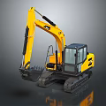 Yellow Tracked Excavator With Cab And Front Bucket For Construction Use