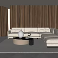 Sofa Coffee Table Combination Living Room Space L-shaped Multi-person Sofa Decorative Lamp Sculpture Bookcase 3d model