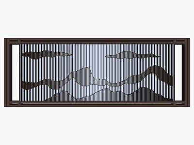 Modern Chinese Background Wall With Mountain Pattern And Line Art Design 3d model