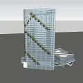 Modern High Rise Office Building With Grid Structure And Vertical Greenery Against Blue Sky