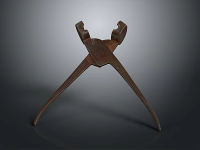 Dark Brown Metal Garden Ornament With Crossed Legs And Clamp Design For Plant Support 3d model