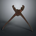 Dark Brown Metal Garden Ornament With Crossed Legs And Clamp Design For Plant Support