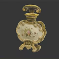 Ornate Household Decorative Bottle With Golden Trim Floral Pattern Carved Base And Curved Lid