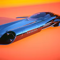 Futuristic Aerodynamic Sports Car With Sleek Metallic Finish On Orange Background