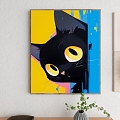 Decorative Painting Art Painting Abstract Painting Watercolor Painting Oil Painting Landscape Painting Animal Painting Photo Frame Photo Album Animal Cat Black Cat Painting Green Plant Wall 3d model