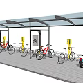 Outdoor Bike Shelter with Multiple Bicycle Racks and Covered Parking Structure