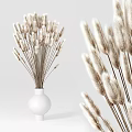 White Vase Holding Fluffy Pampas Grass Flowers On Clean White Background