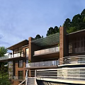 Stunning Modern Detached Villa with Glass Windows and Lush Green Hillside