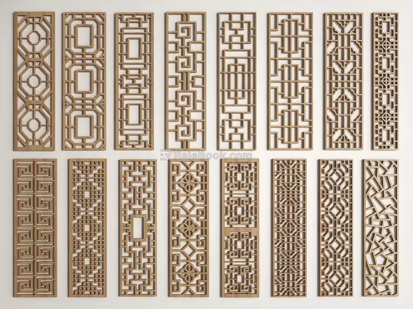 New Chinese-style openwork window grille window pane antique doors and windows openwork pane grille window wooden window 3d model