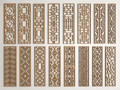 New Chinese-style openwork window grille window pane antique doors and windows openwork pane grille window wooden window 3d model