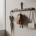 Functional Wall Mounted Coat Rack With Hanging Umbrella Backpack And Handbag 3d model