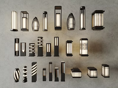 Outdoor Lights Various Stylish Designs for Garden Patio Exterior Illumination 3d model