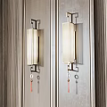 Modern Wall Lamps With Rectangular Shades Metal Frames And Tassel Decorations