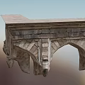 Stone Corner Structure With Arched Design And Decorative Architectural Details