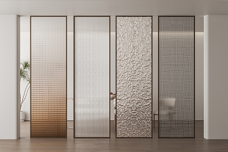 Modern glass partition Changhong glass partition wire glass partition gradient glass partition water corrugated glass 3d model