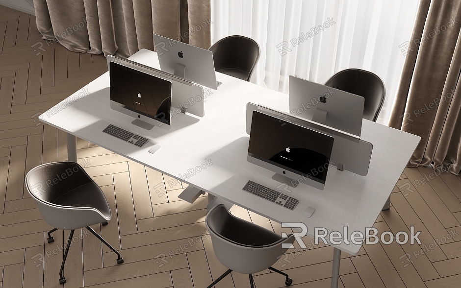 Office desk and chair combination model