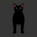 Black Cat with Green Eyes and Pink Ears in Stylized 3D Model Design