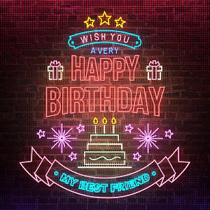Birthday Set Neon Decorative Lights 3d model