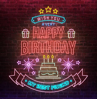 Birthday Set Neon Decorative Lights 3d model