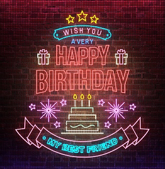 Birthday Set Neon Decorative Lights 3d model