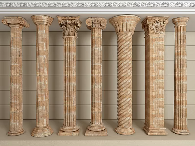 Classical Roman Columns Collection With Various Architectural Styles And Stone Material Designs 3d model