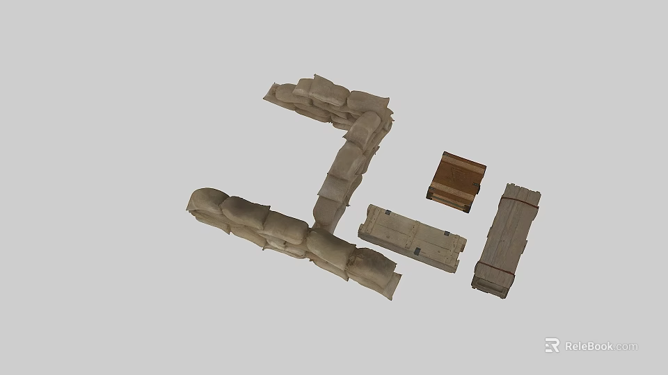Ancient Weapon Components Featuring Wooden And Stone Parts For Historical Warfare Tools 3d model 